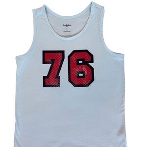 Goodfellow & Co Men’s Size M Blue Tank Top with Bold Red '76' Design